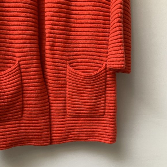 Laura Biagiotti Donna Pure Cashmere Cardigan Size UK 14 Orange Pockets Long - Picture 3 of 12